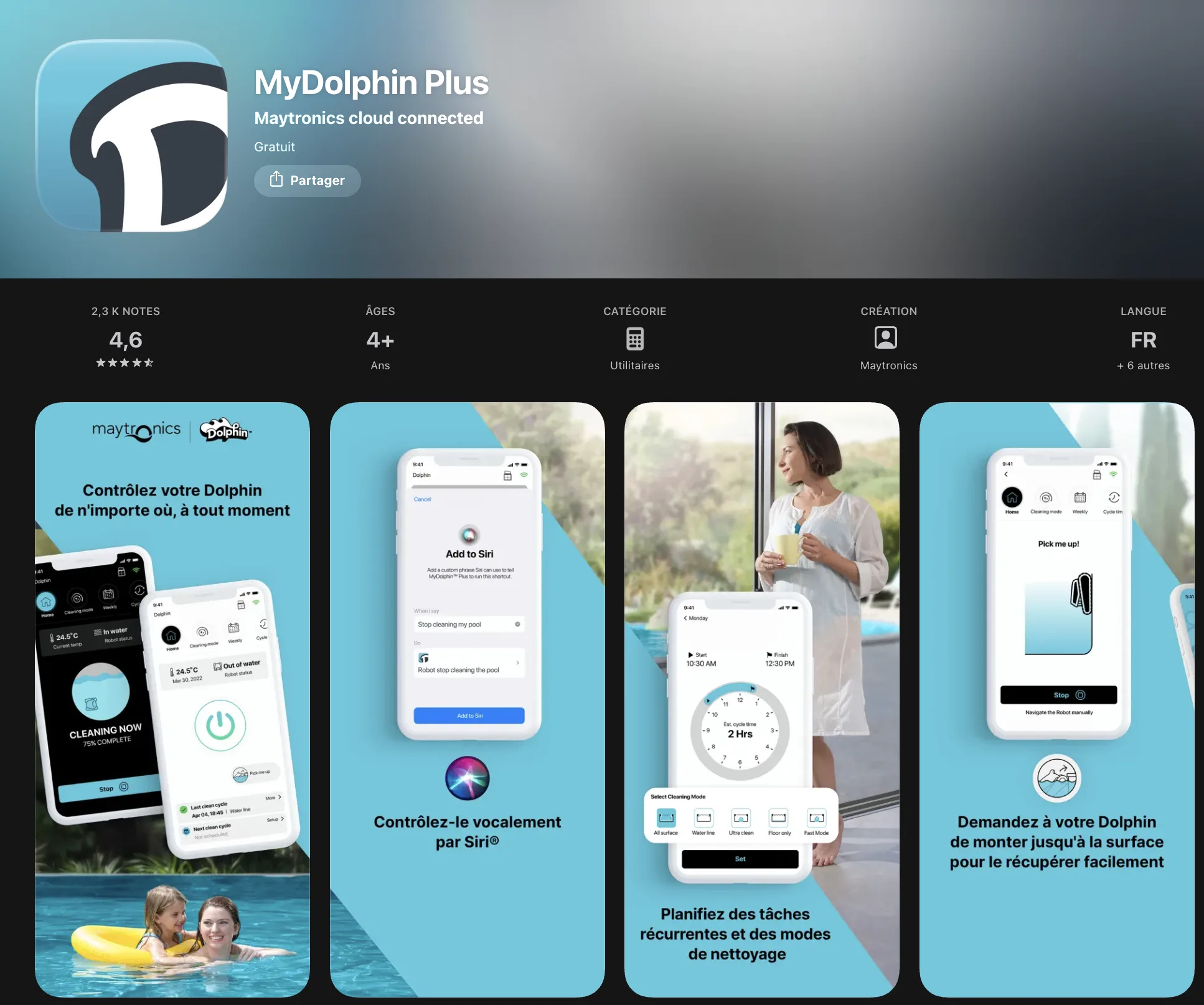 Application MyDolphin Plus et filtres ultra-fins
